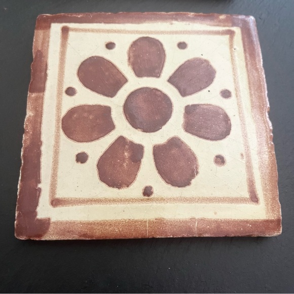 Mexican Hand Painted Terra-Cotta Talavera Vintage Tiles Set of 4 - Picture 7 of 13